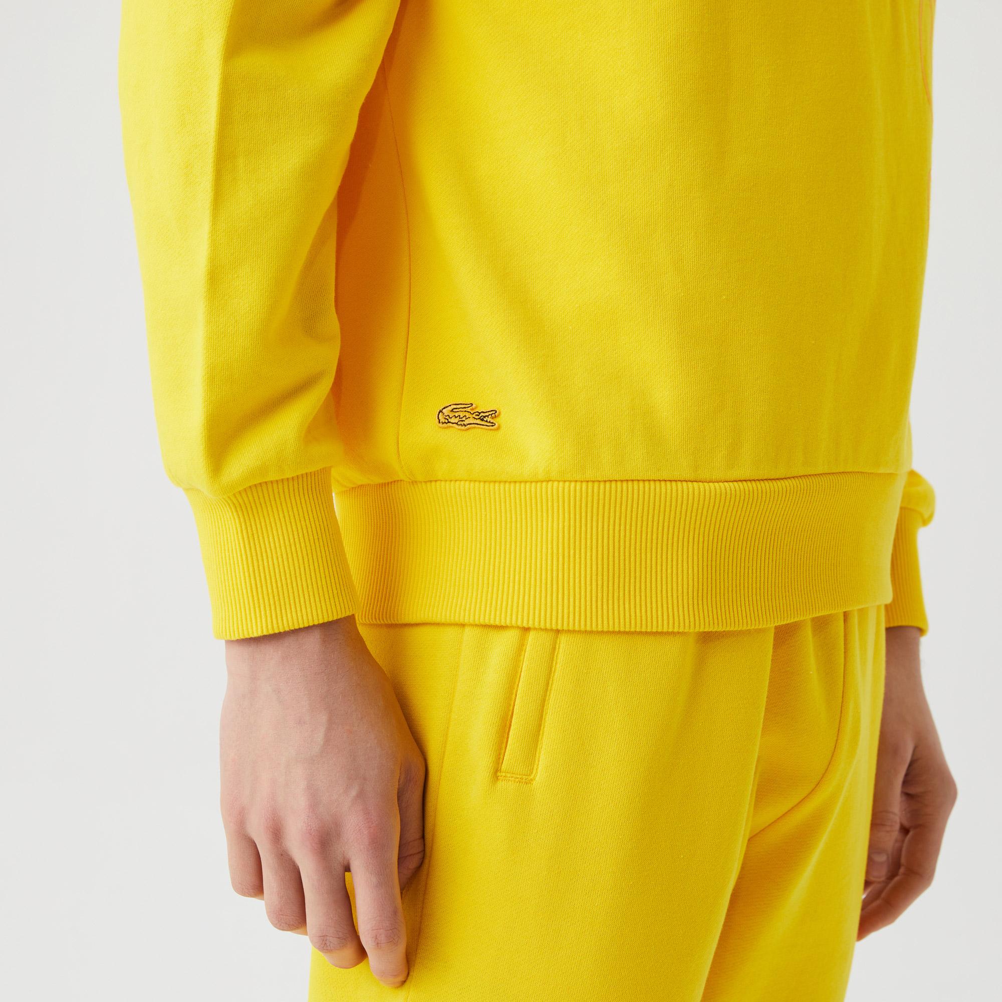 Unisex Relaxed Fit Kapüşonlu Baskılı Sarı Sweatshirt