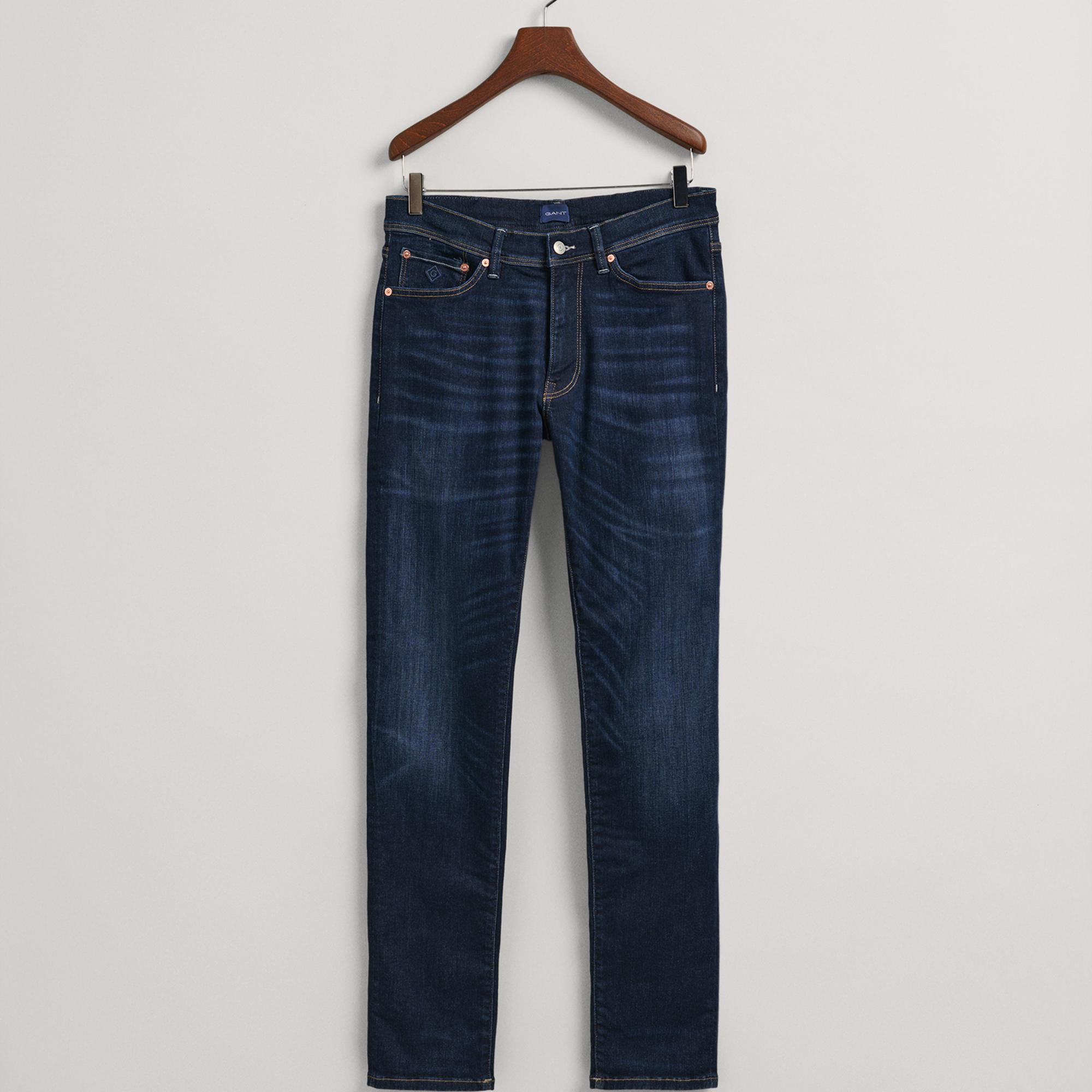 GANT Erkek Lacivert Extra Slim Fit Jean Pantolon