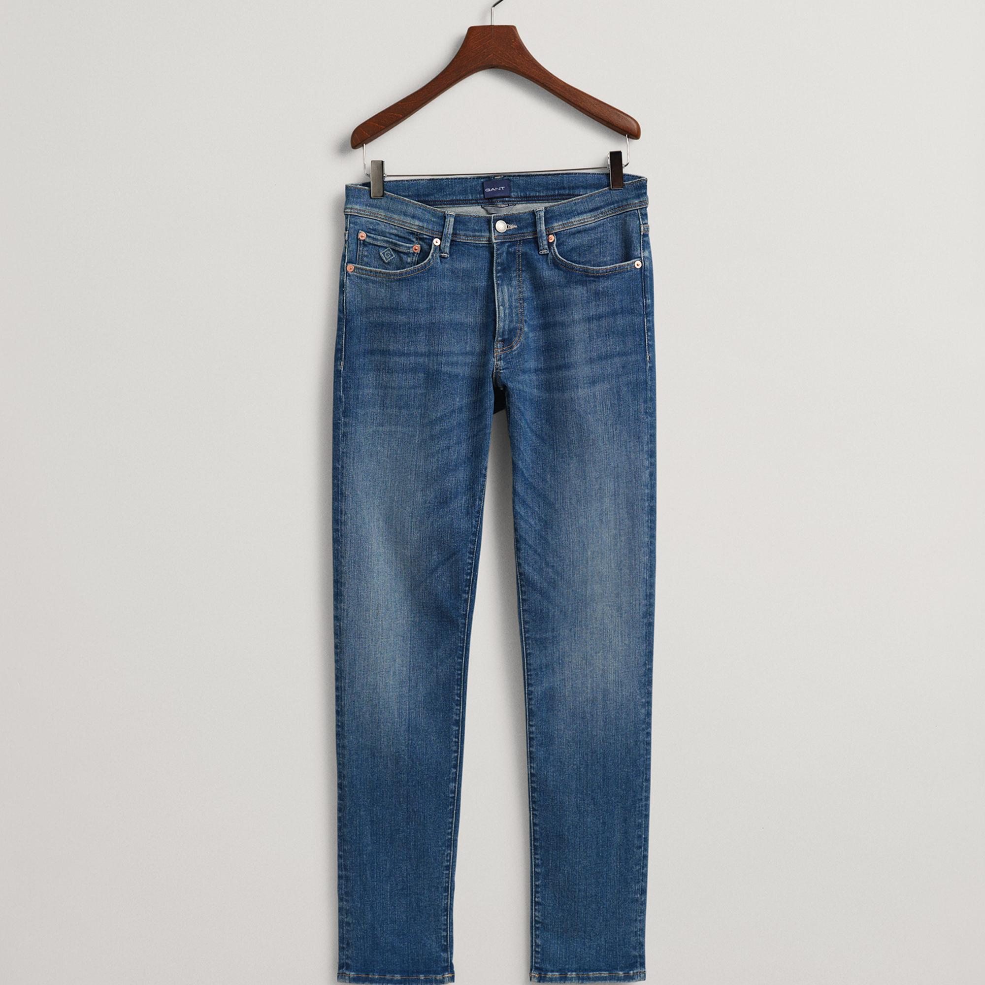GANT Erkek Mavi Extra Slim Fit Jean Pantolon
