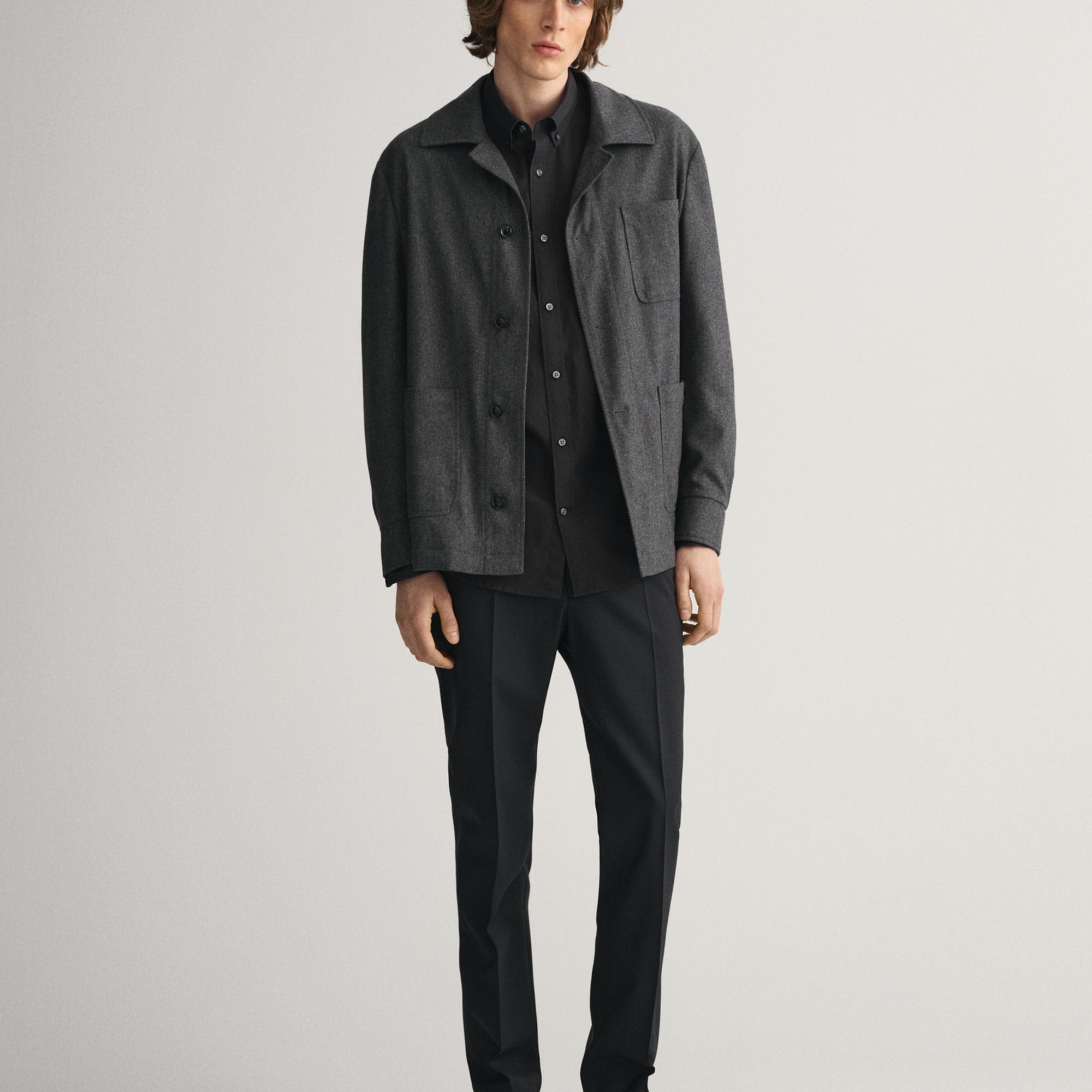 GANT Erkek Siyah Regular Fit Düğmeli Yaka Broadcloth Gömlek