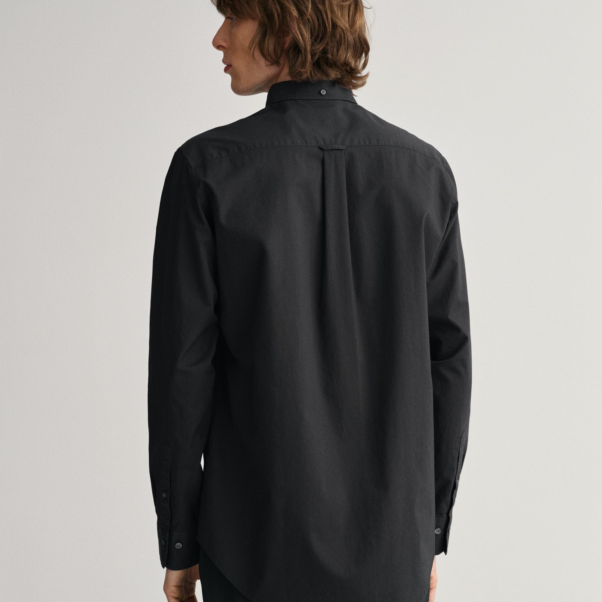 GANT Erkek Siyah Regular Fit Düğmeli Yaka Broadcloth Gömlek