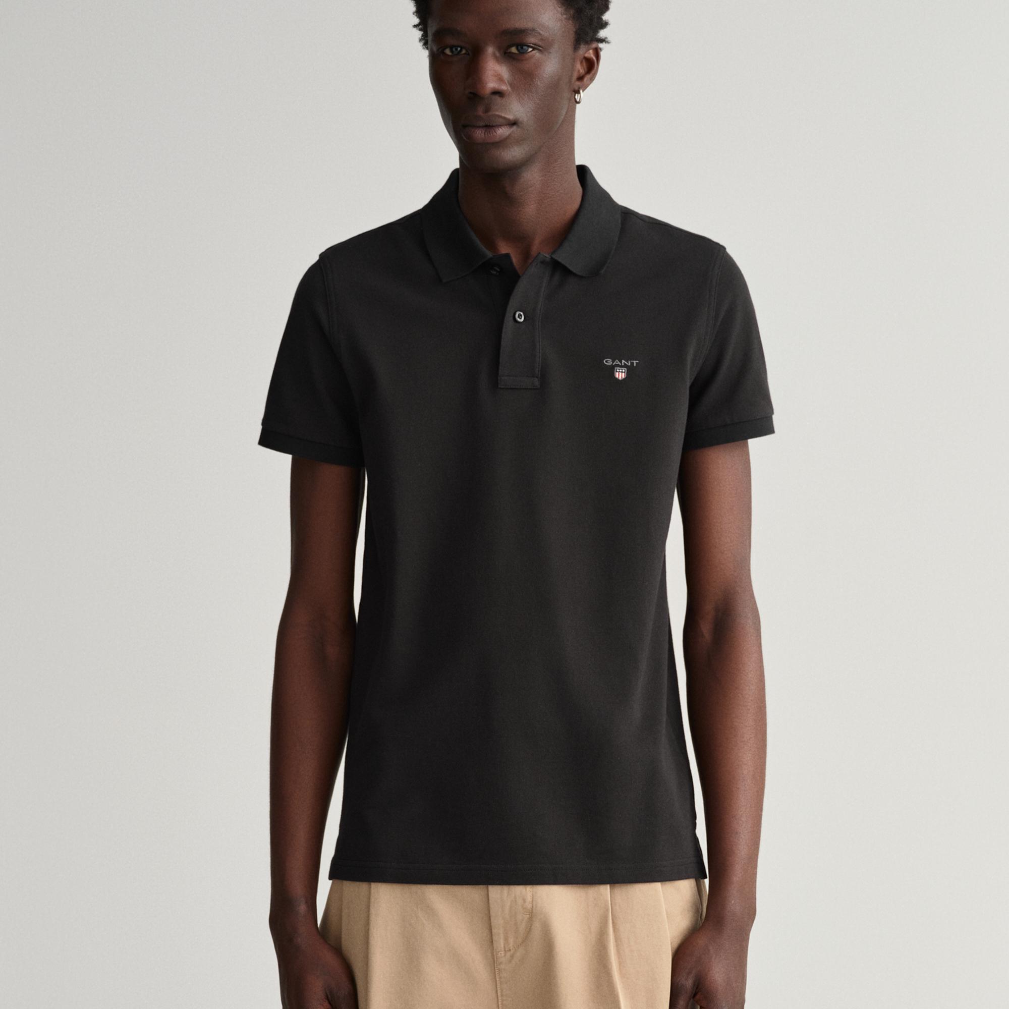 GANT Erkek Siyah Slim Fit Polo