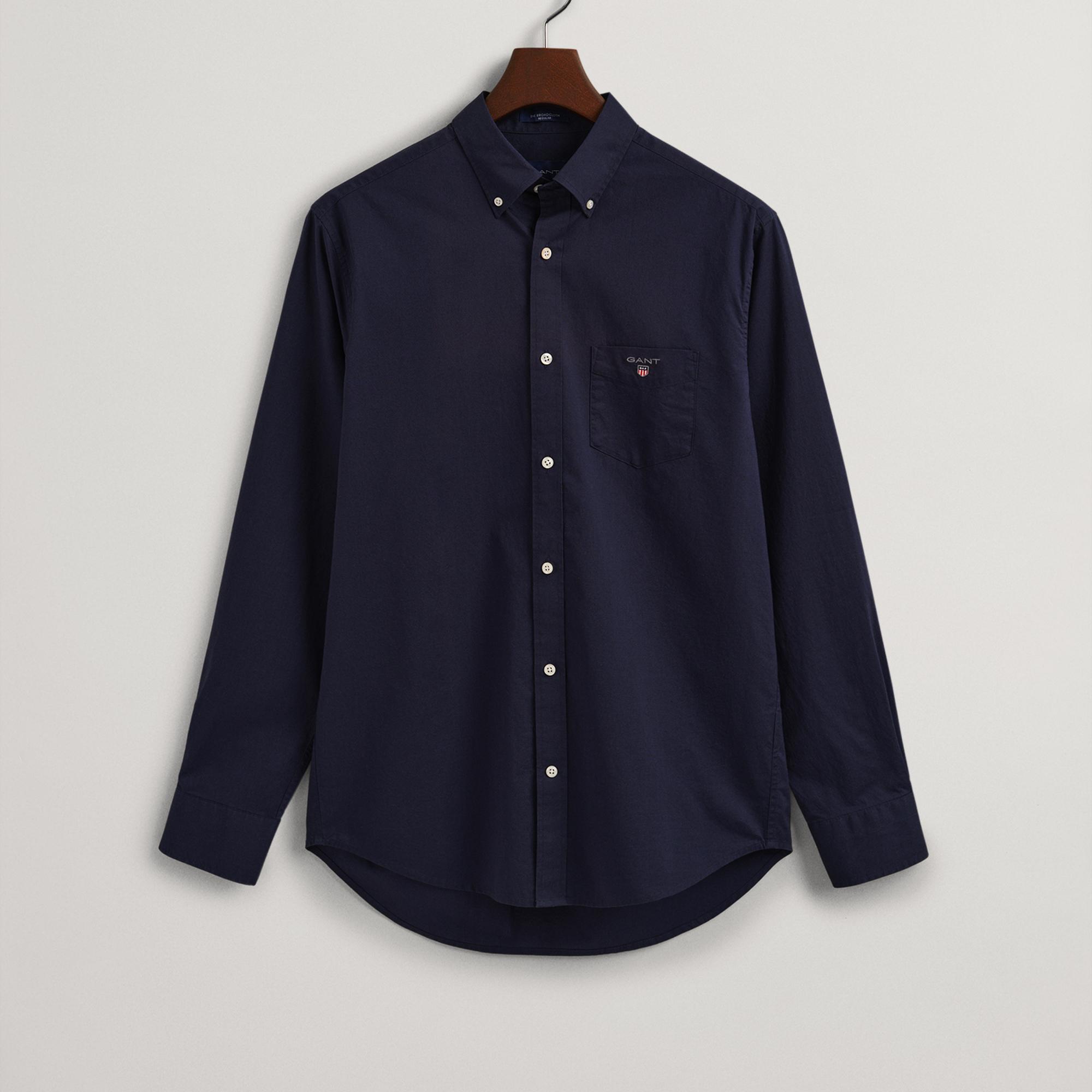 GANT Erkek Lacivert Regular Fit Düğmeli Yaka Broadcloth Gömlek