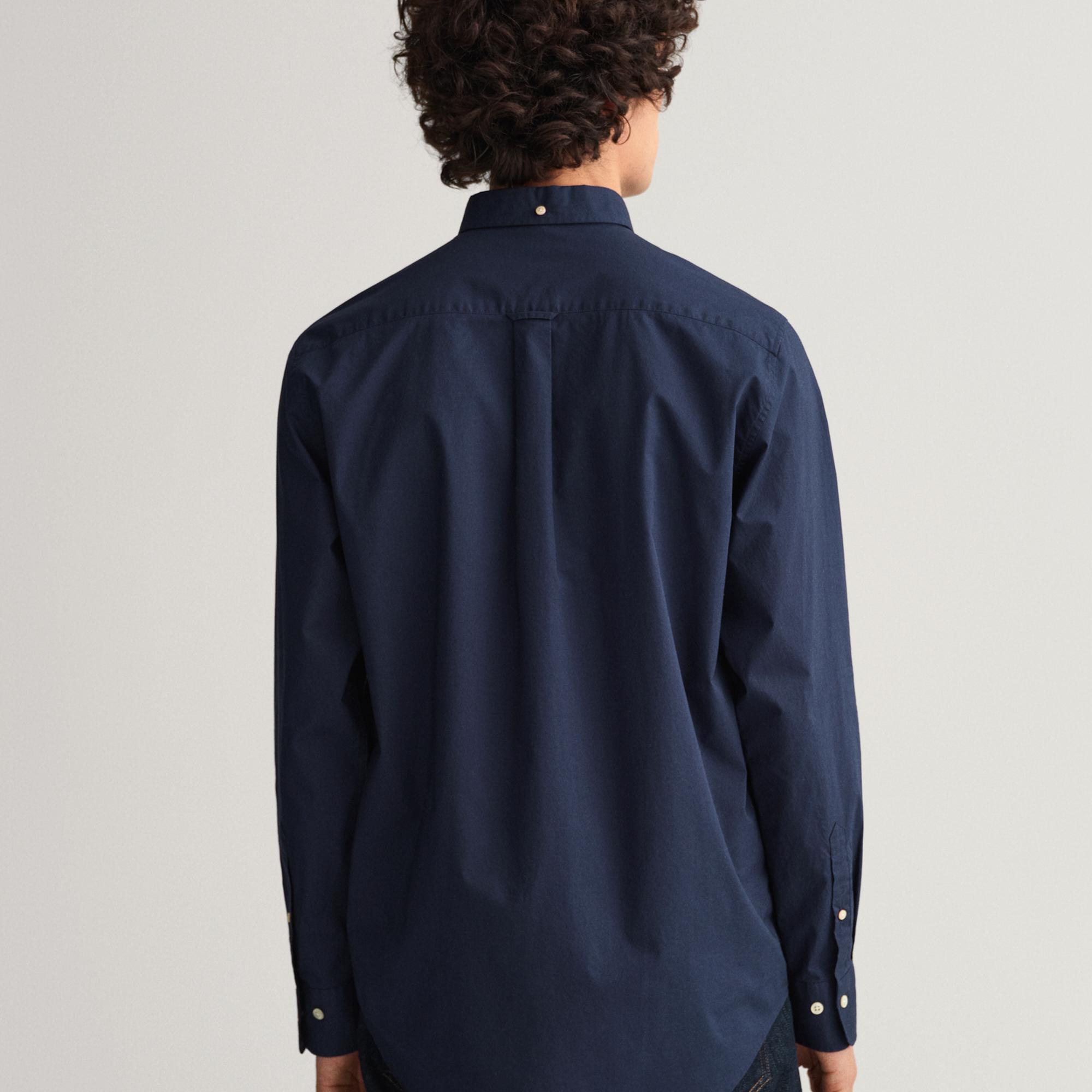 GANT Erkek Lacivert Regular Fit Düğmeli Yaka Broadcloth Gömlek