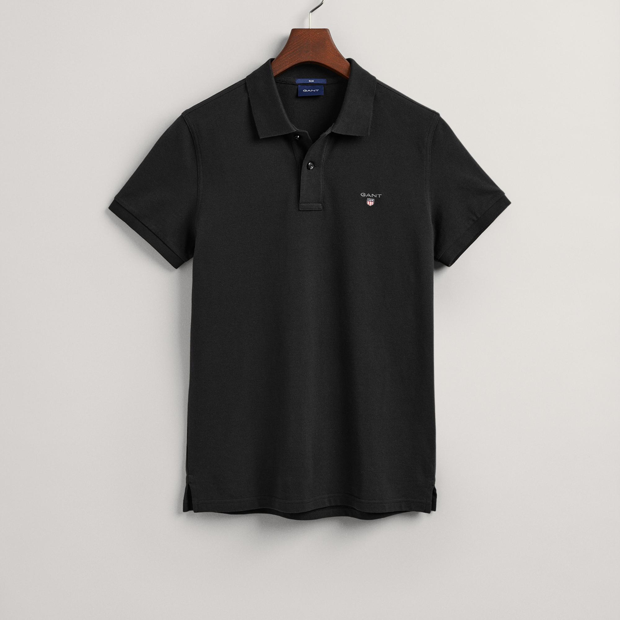 GANT Erkek Siyah Slim Fit Polo
