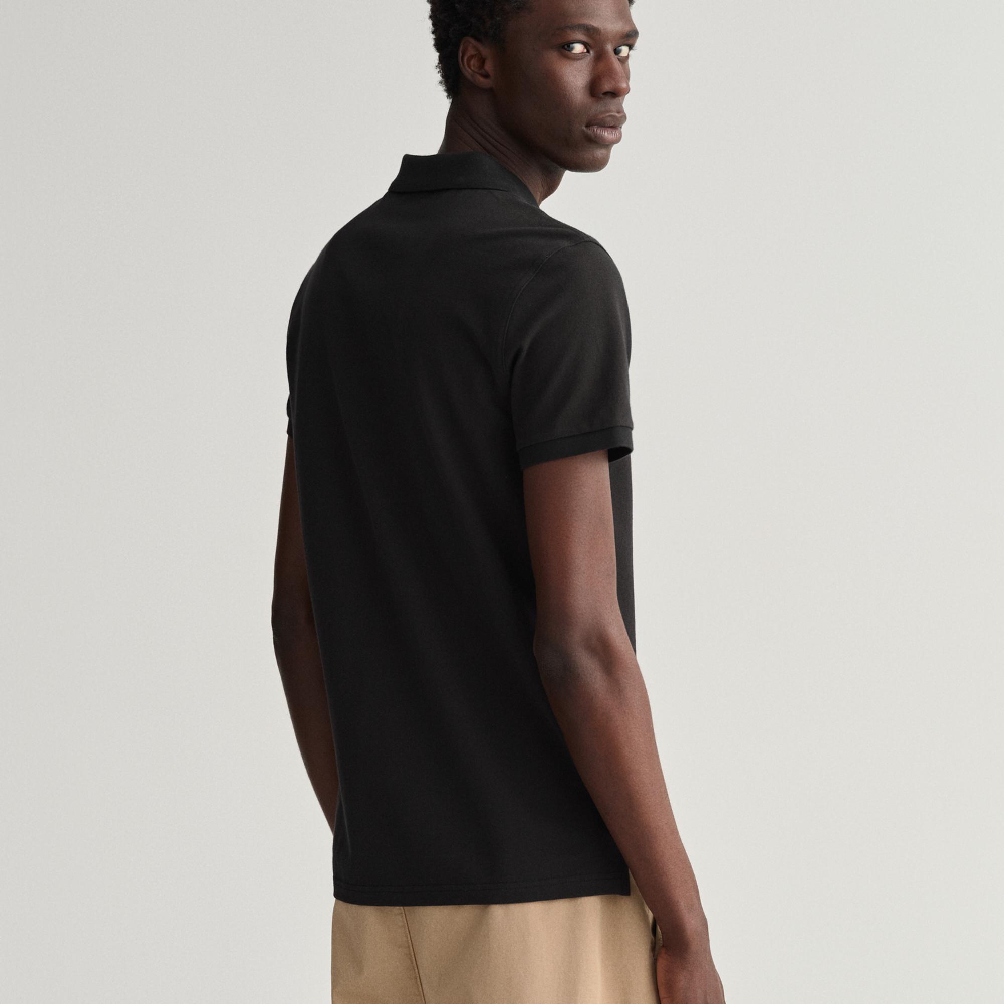 GANT Erkek Siyah Slim Fit Polo