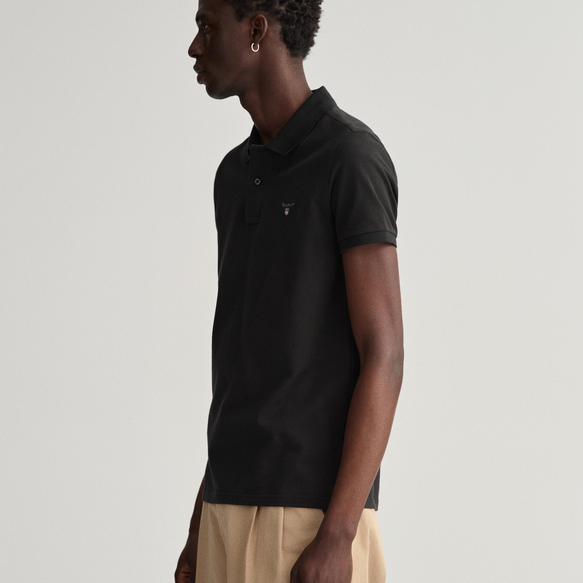 GANT Erkek Siyah Slim Fit Polo
