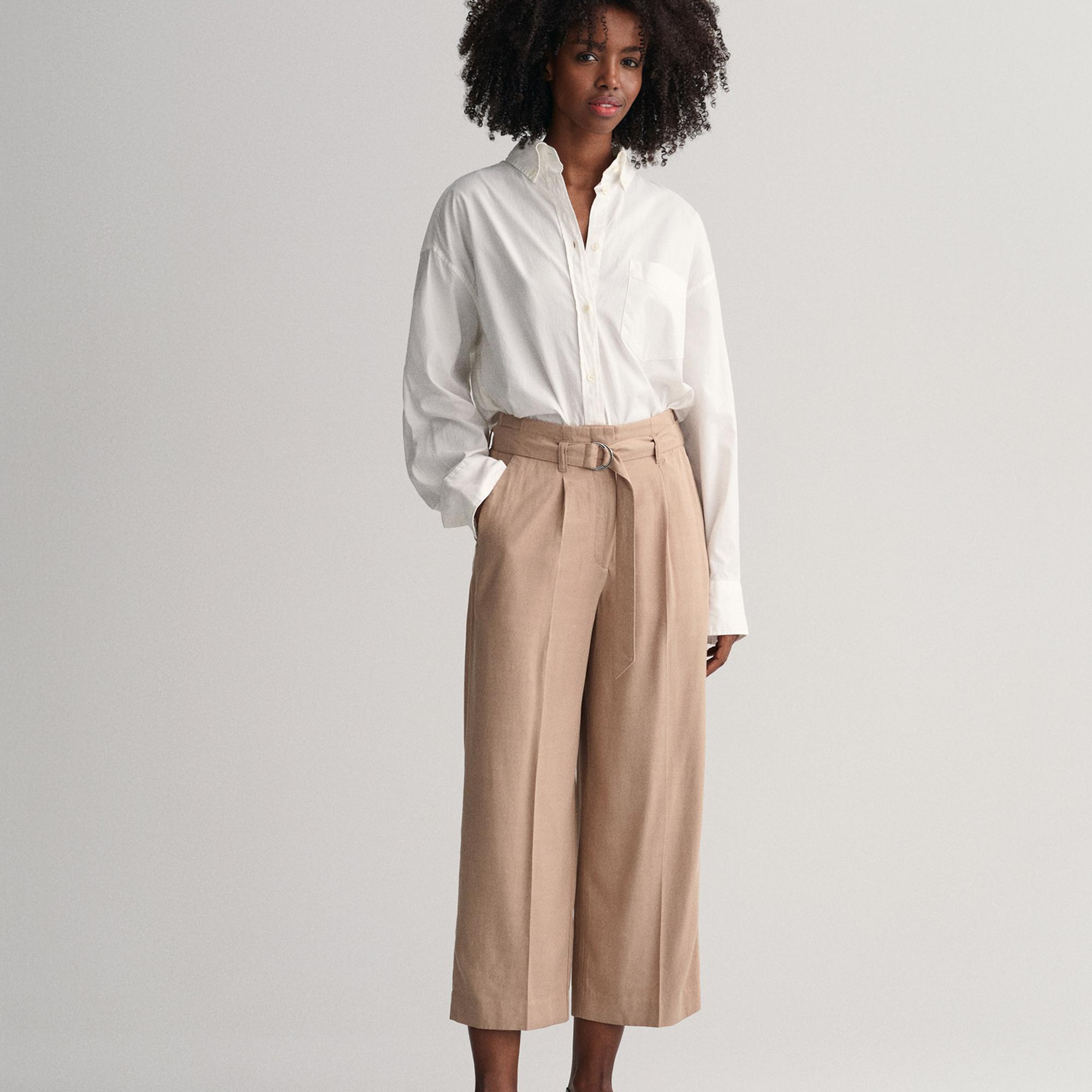 GANT Kadın Bej Relaxed Fit Pantolon