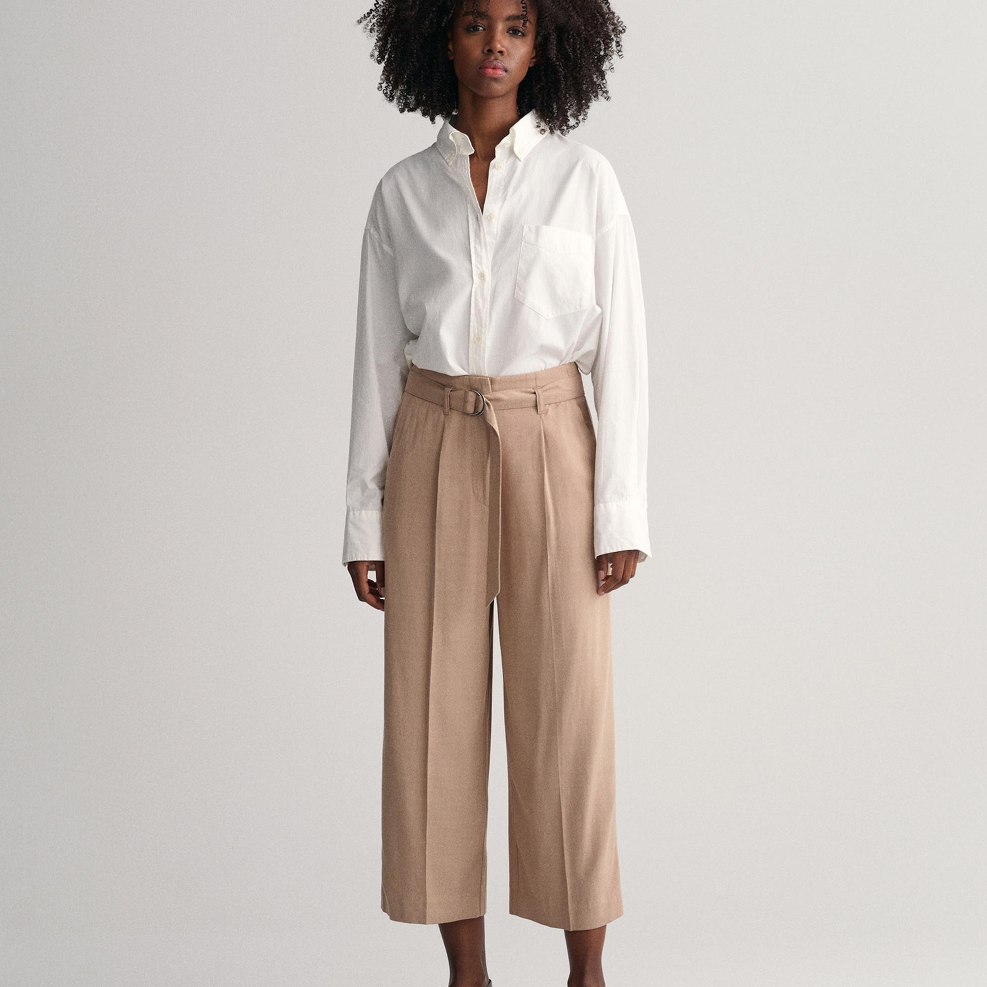 GANT Kadın Bej Relaxed Fit Pantolon