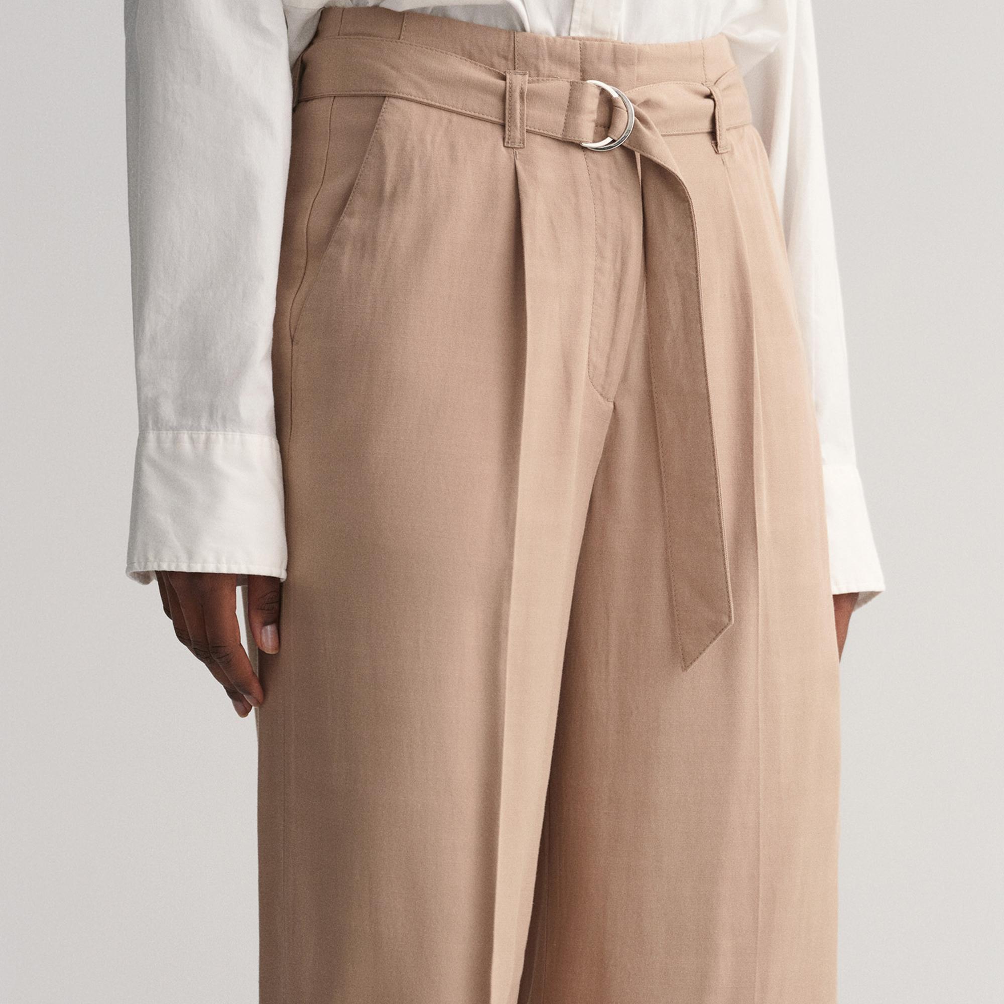 GANT Kadın Bej Relaxed Fit Pantolon