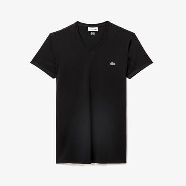  Lacoste Erkek Slim Fit V Yaka Siyah T-Shirt