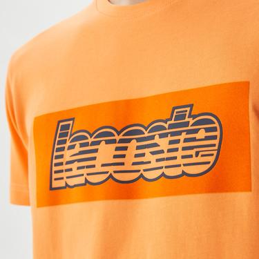  Erkek Regular Fit Bisiklet Yaka Baskılı Turuncu T-Shirt