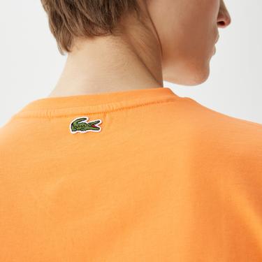  Erkek Regular Fit Bisiklet Yaka Baskılı Turuncu T-Shirt