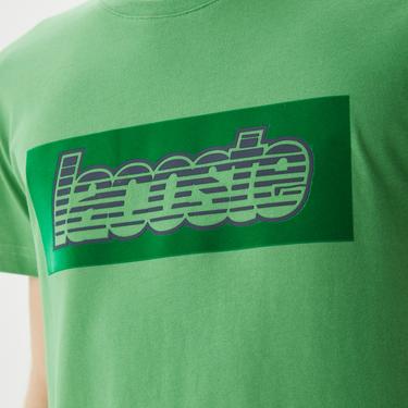  Erkek Regular Fit Bisiklet Yaka Baskılı Yeşil T-Shirt