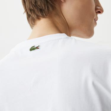  Erkek Regular Fit Bisiklet Yaka Baskılı Beyaz T-Shirt