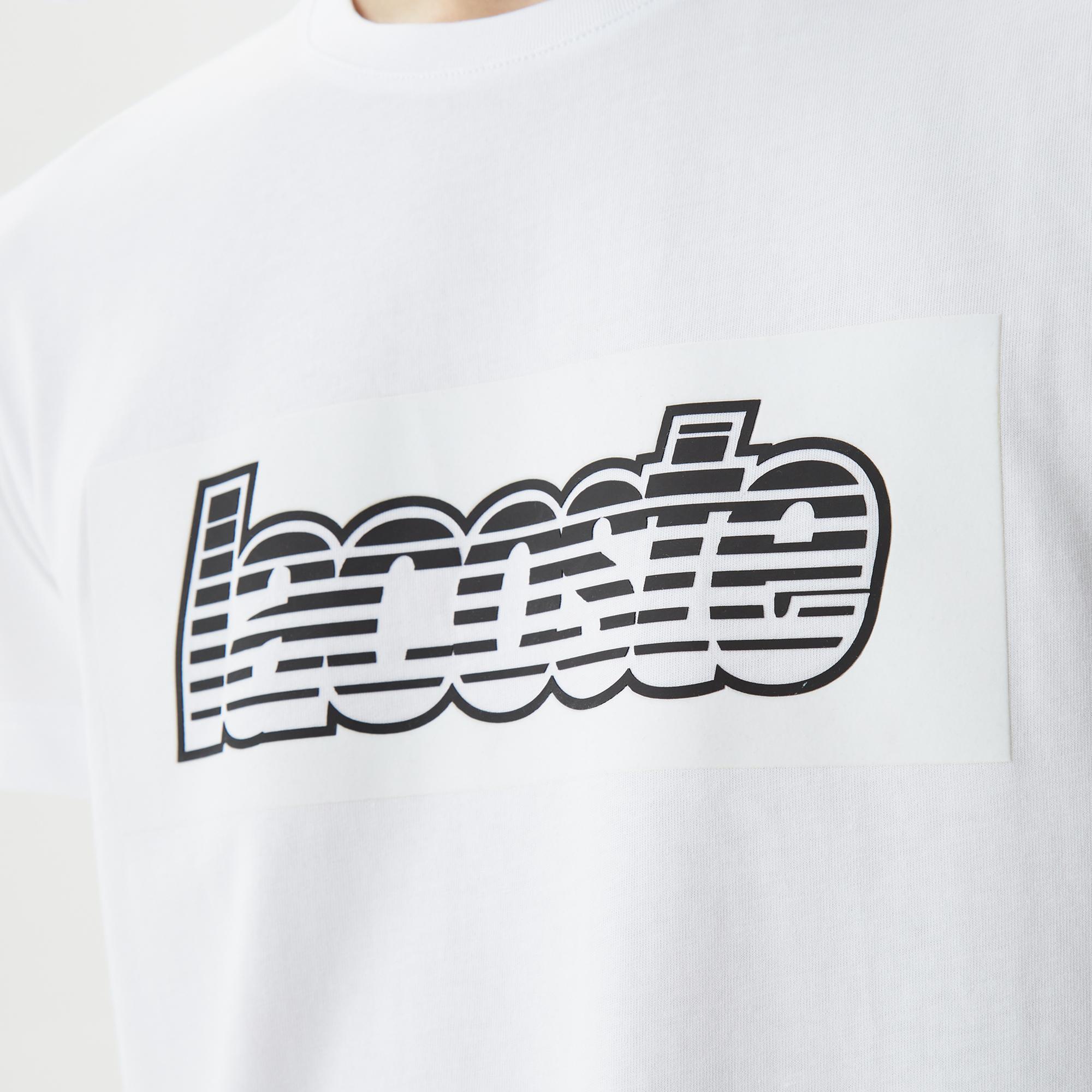 Erkek Regular Fit Bisiklet Yaka Baskılı Beyaz T-Shirt