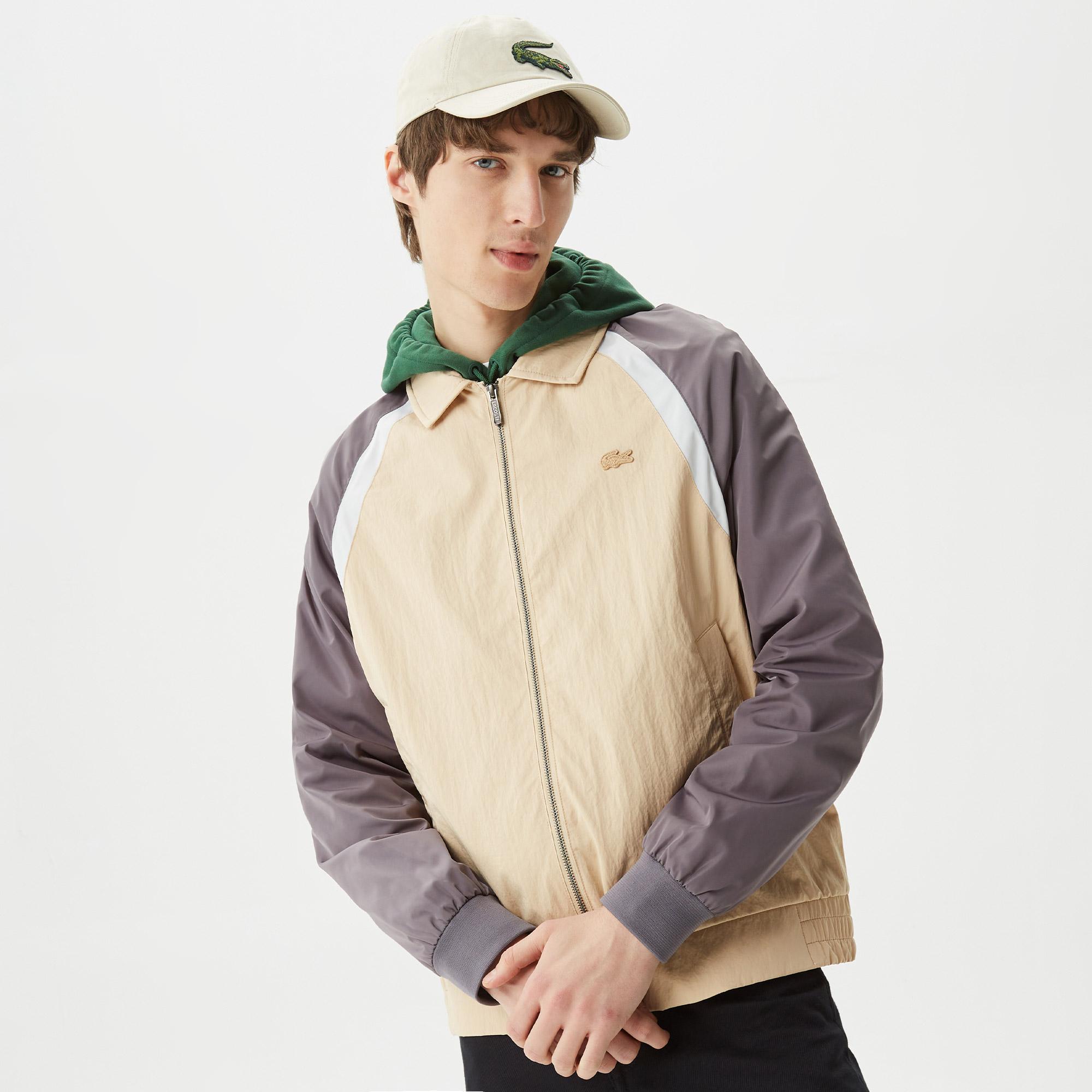 Erkek Gömlek Yaka Renk Bloklu Kahverengi Mont