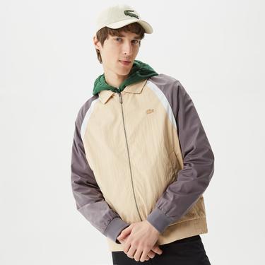  Erkek Gömlek Yaka Renk Bloklu Kahverengi Mont