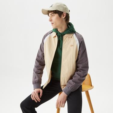  Erkek Gömlek Yaka Renk Bloklu Kahverengi Mont