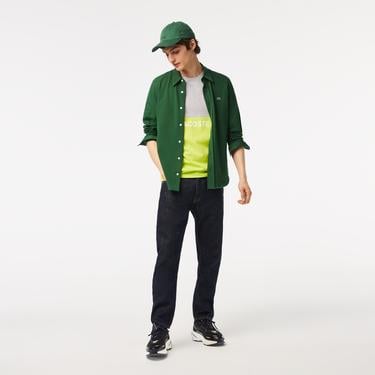  Erkek Regular Fit Bisiklet Yaka Renk Bloklu Sarı T-Shirt