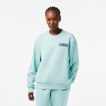  Active Kadın Oversize Bisiklet Yaka Baskılı Açık Yeşil Sweatshirt