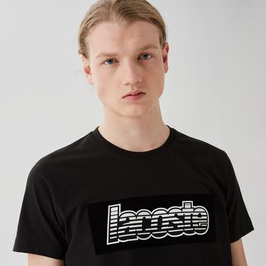  Erkek Regular Fit Bisiklet Yaka Baskılı Siyah T-Shirt