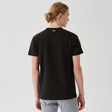  Erkek Regular Fit Bisiklet Yaka Baskılı Siyah T-Shirt