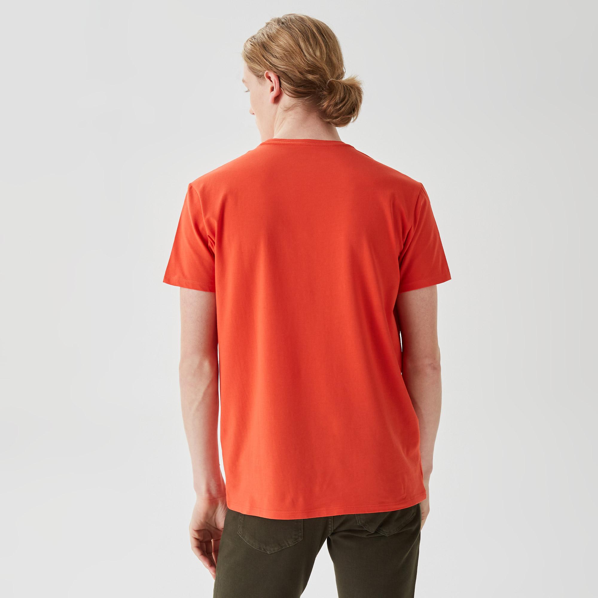 Lacoste Erkek Slim Fit Bisiklet Yaka Kırmızı T-Shirt