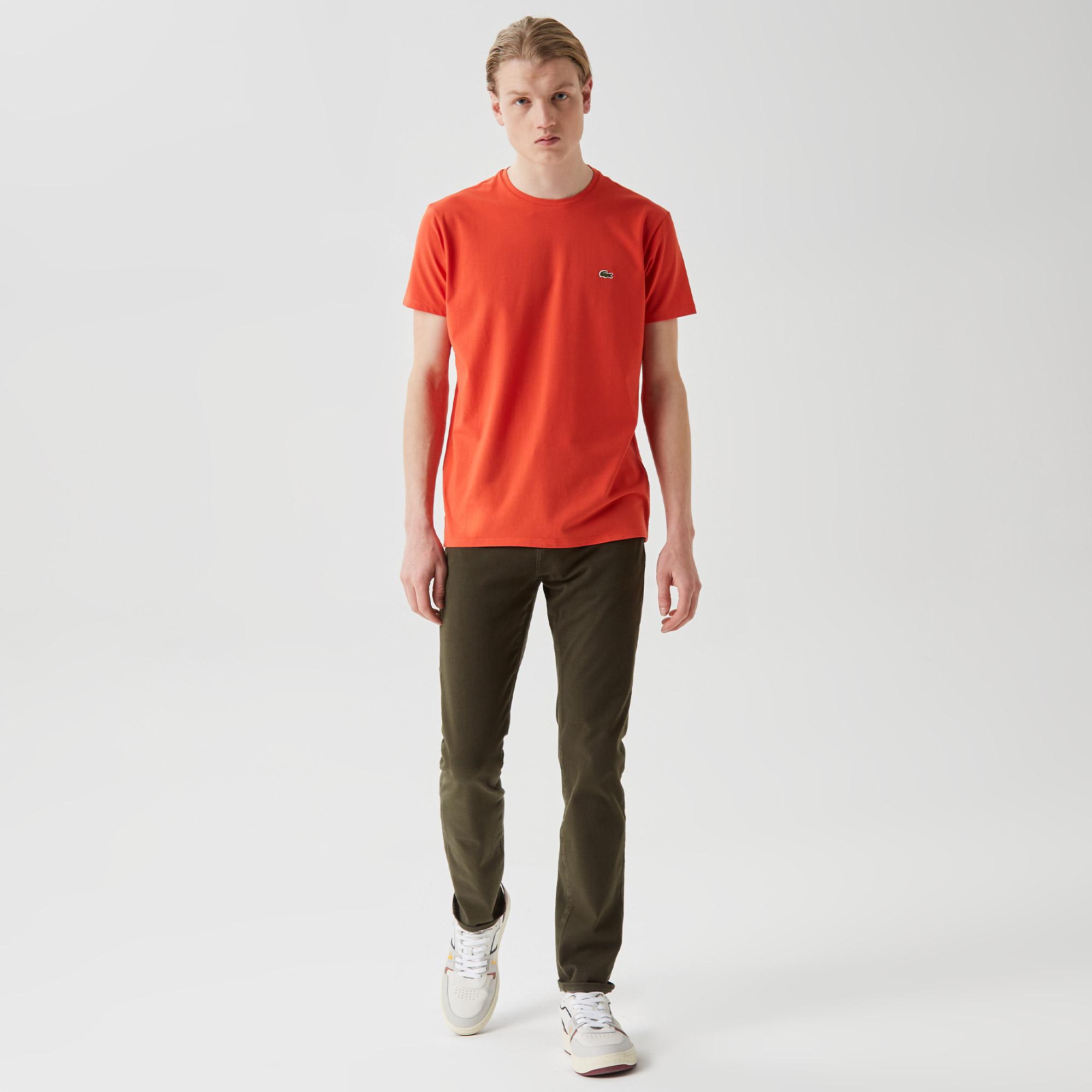 Lacoste Erkek Slim Fit Bisiklet Yaka Kırmızı T-Shirt