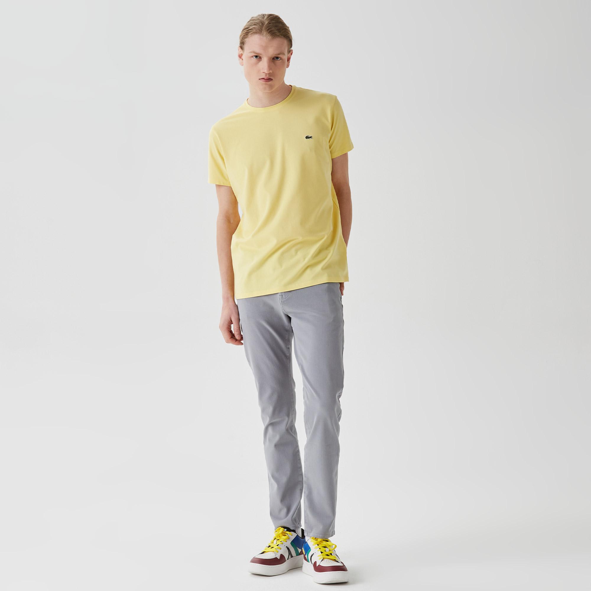 Lacoste Erkek Slim Fit Bisiklet Yaka Sarı T-Shirt