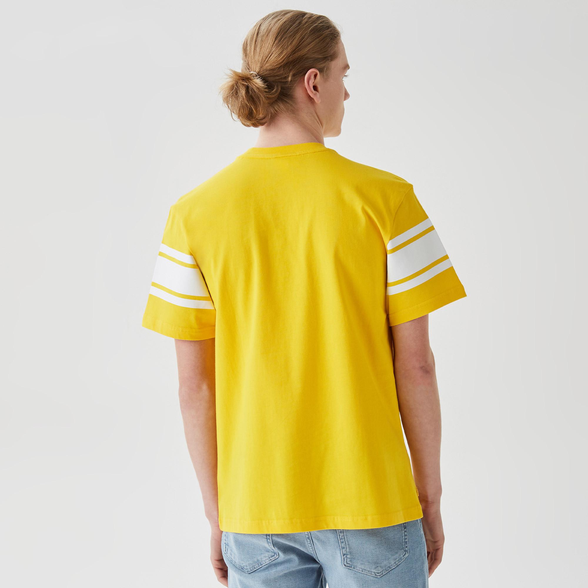 Active Erkek Relaxed Fit Bisiklet Yaka Baskılı Sarı T-Shirt