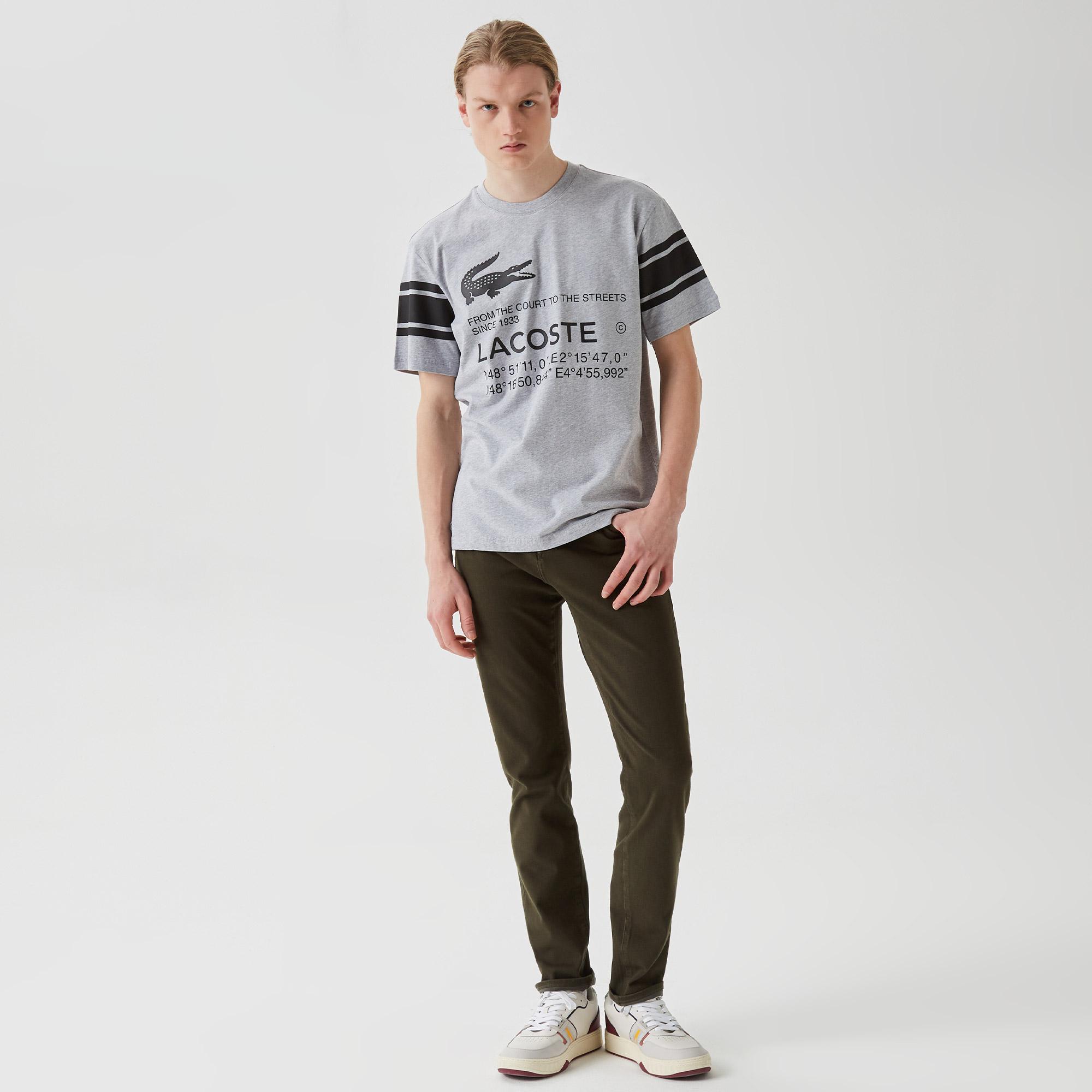 Active Erkek Relaxed Fit Bisiklet Yaka Baskılı Gri T-Shirt