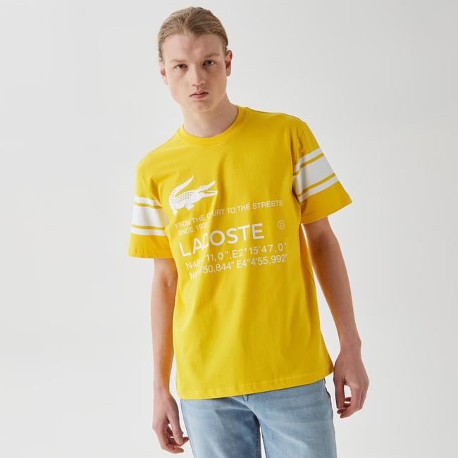  Active Erkek Relaxed Fit Bisiklet Yaka Baskılı Sarı T-Shirt