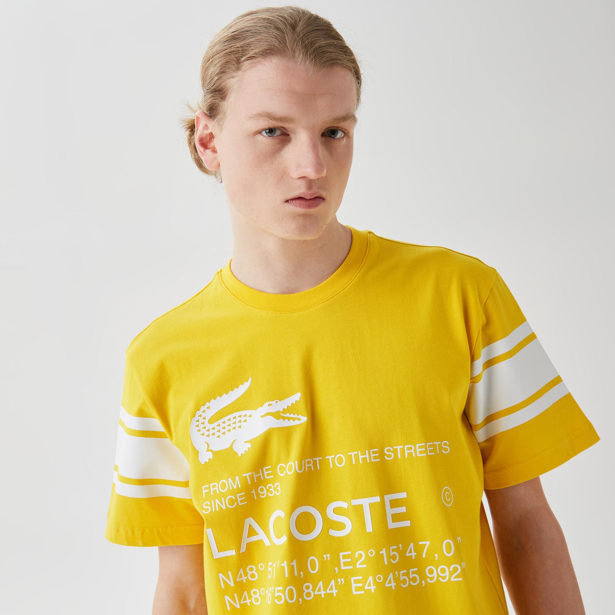 Active Erkek Relaxed Fit Bisiklet Yaka Baskılı Sarı T-Shirt