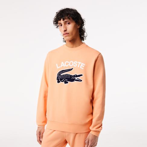  Erkek Regular Fit Bisiklet Yaka Baskılı Turuncu Sweatshirt