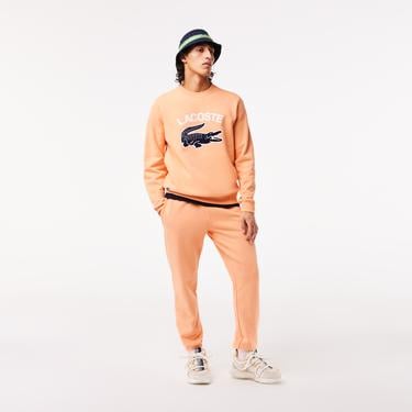  Erkek Regular Fit Bisiklet Yaka Baskılı Turuncu Sweatshirt