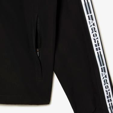  Erkek Dik Yaka Baskılı Siyah Mont