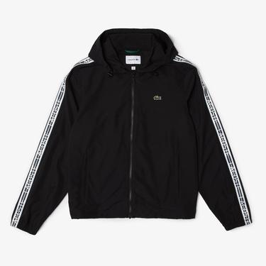  Erkek Dik Yaka Baskılı Siyah Mont