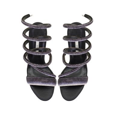  Kadın Siyah Parlak Taş Detaylı Abiye Topuklu Ayakkabı