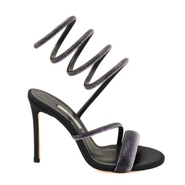  Kadın Siyah Parlak Taş Detaylı Abiye Topuklu Ayakkabı