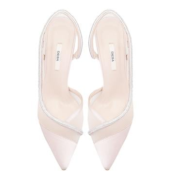  Kadın Bej Taşlı Saten Abiye Ayakkabı