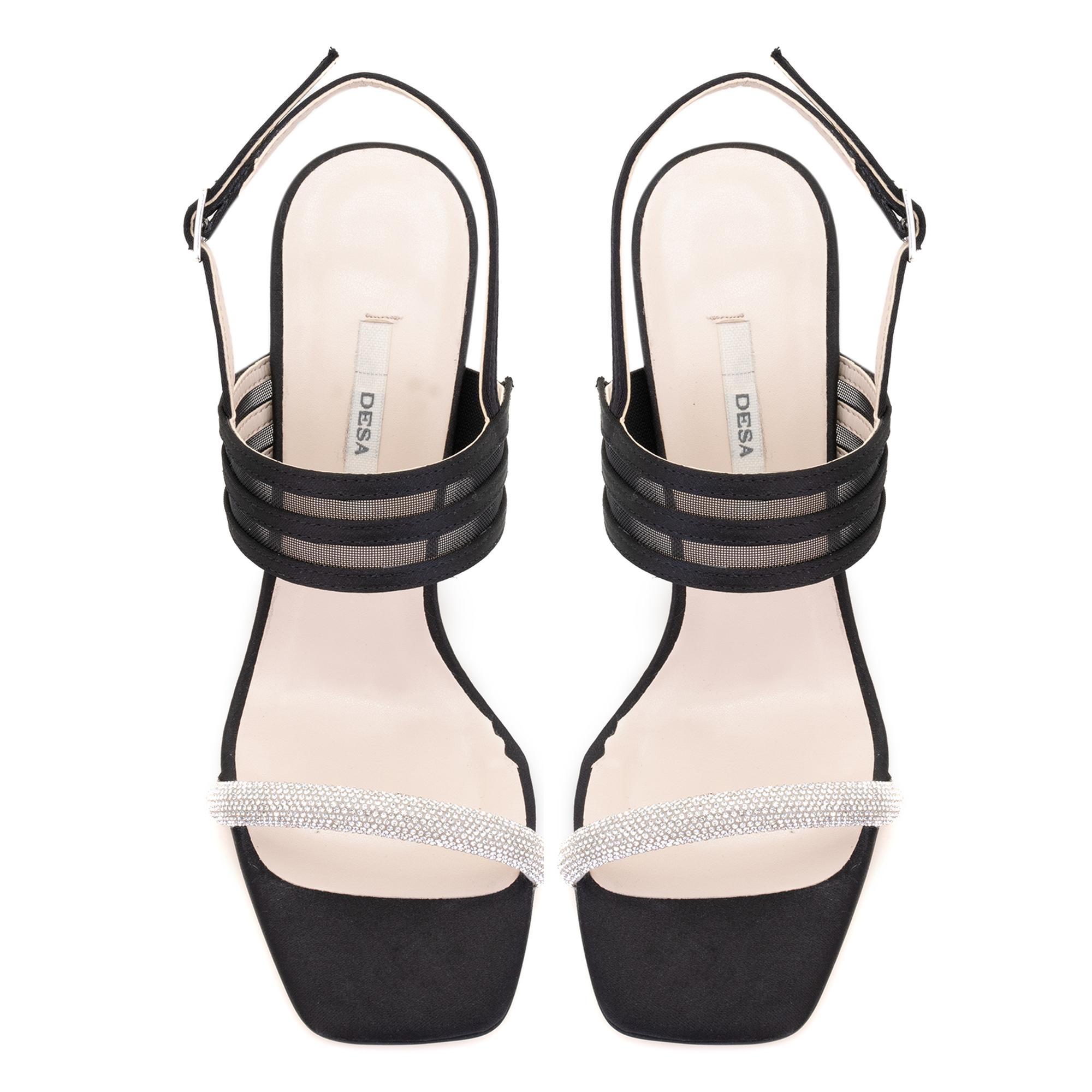 Kadın Siyah Taşlı Saten Abiye Ayakkabı