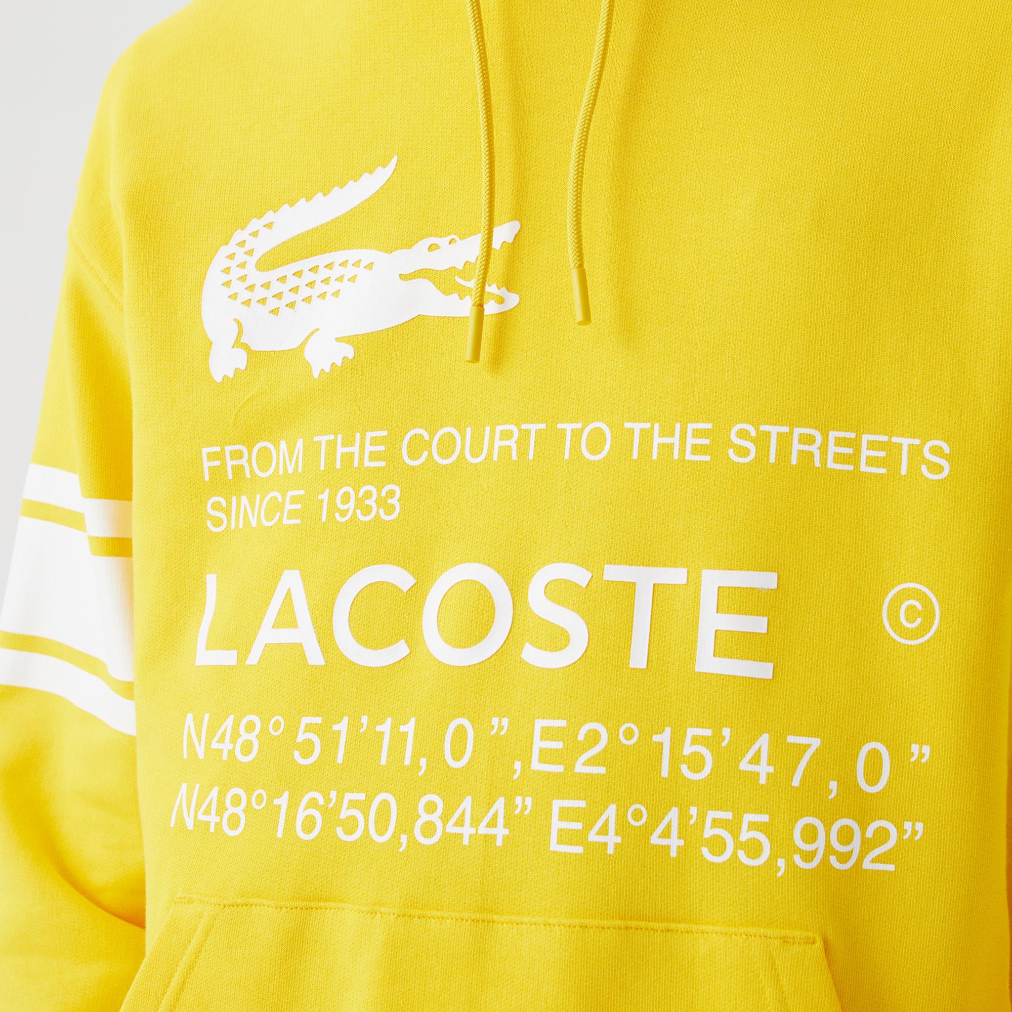 Erkek Kapüşonlu Baskılı Sarı Sweatshirt