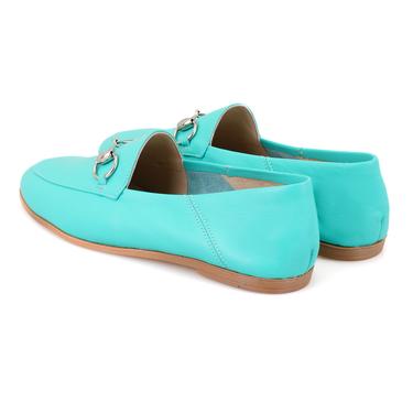  Kadın Turkuaz Deri Loafer