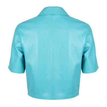  Teresina Turkuaz Kadın Deri Gömlek