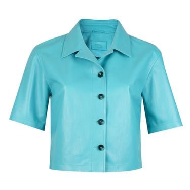  Teresina Turkuaz Kadın Deri Gömlek