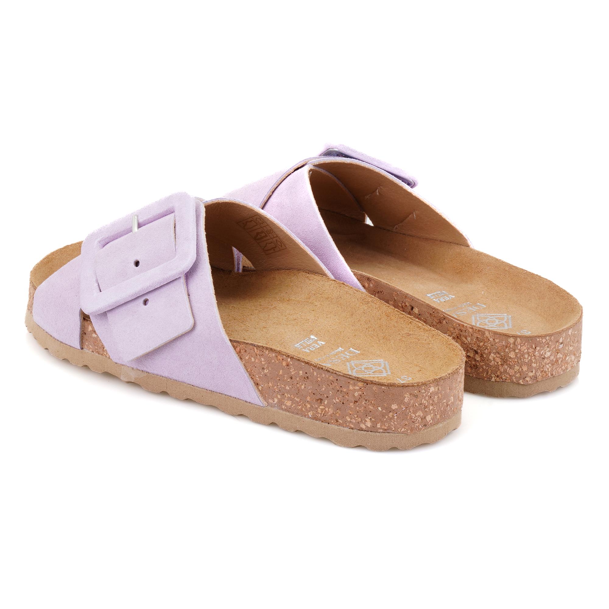 Kadın Mor Ayarlanabilir Süet Deri Terlik