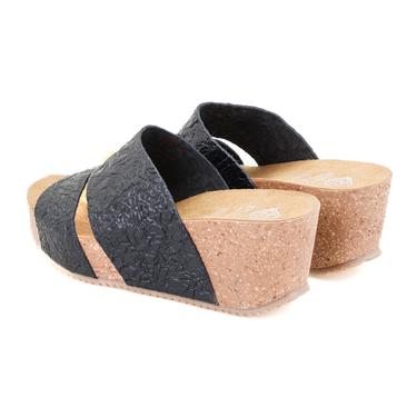  Kadın Siyah Dolgu Topuklu Deri Terlik