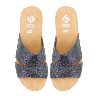  Kadın Siyah Dolgu Topuklu Deri Terlik