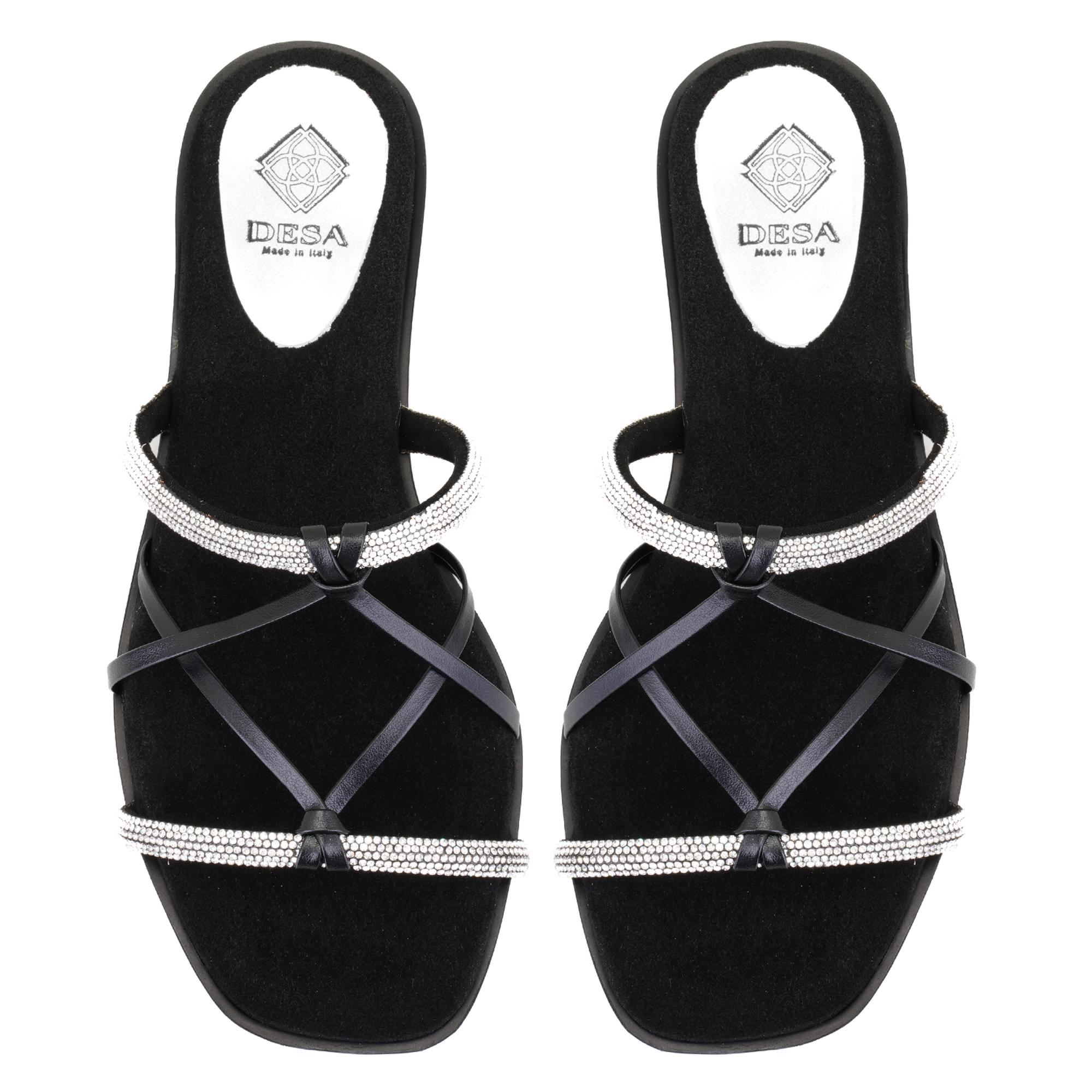 Kadın Siyah Parlak Taşlı Terlik